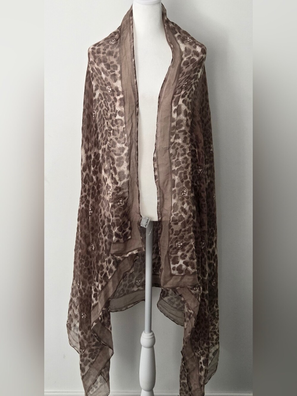 Aldo Taupe Leopard-Print Sheer Wrap